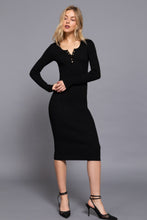 Load image into Gallery viewer, Henley Neck Midi Sweater Dress
