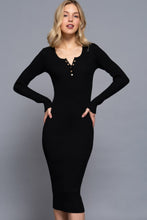 Load image into Gallery viewer, Henley Neck Midi Sweater Dress
