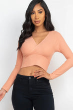 Load image into Gallery viewer, 8 COLORS | Ribbed Wrap Long Sleeve Crop Top
