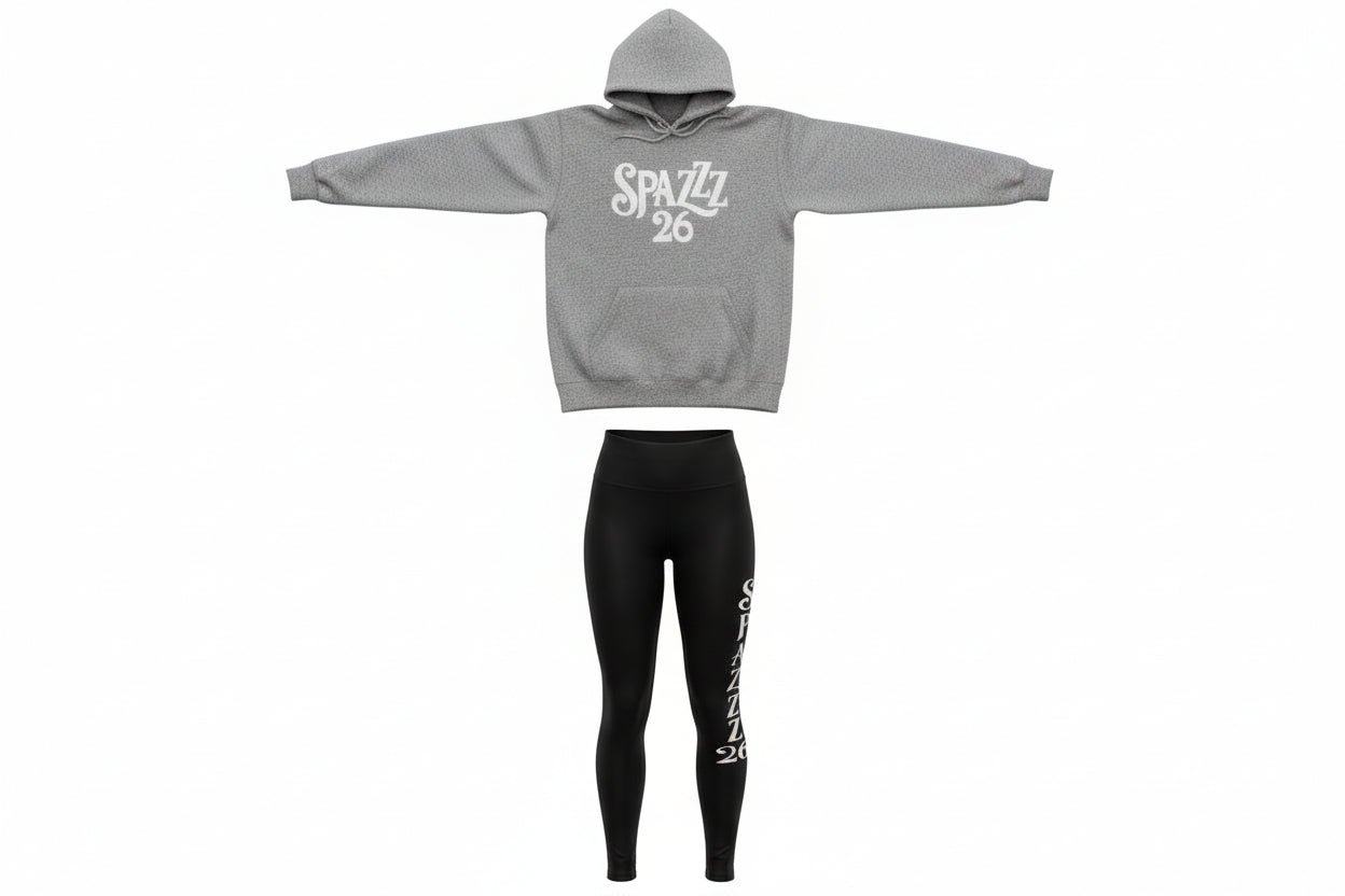Spazzz26 Hoodie w/Leggings 2pc set Grey n Black