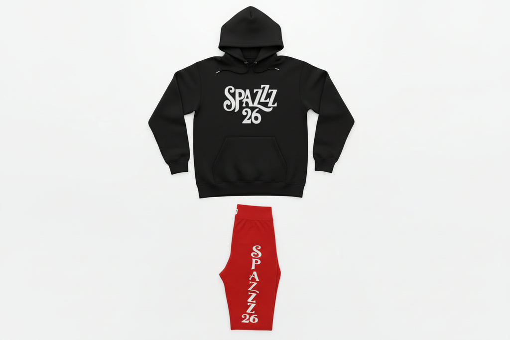 Spazzz26 Hoodie w/Leggings 2pc Set Black/Red