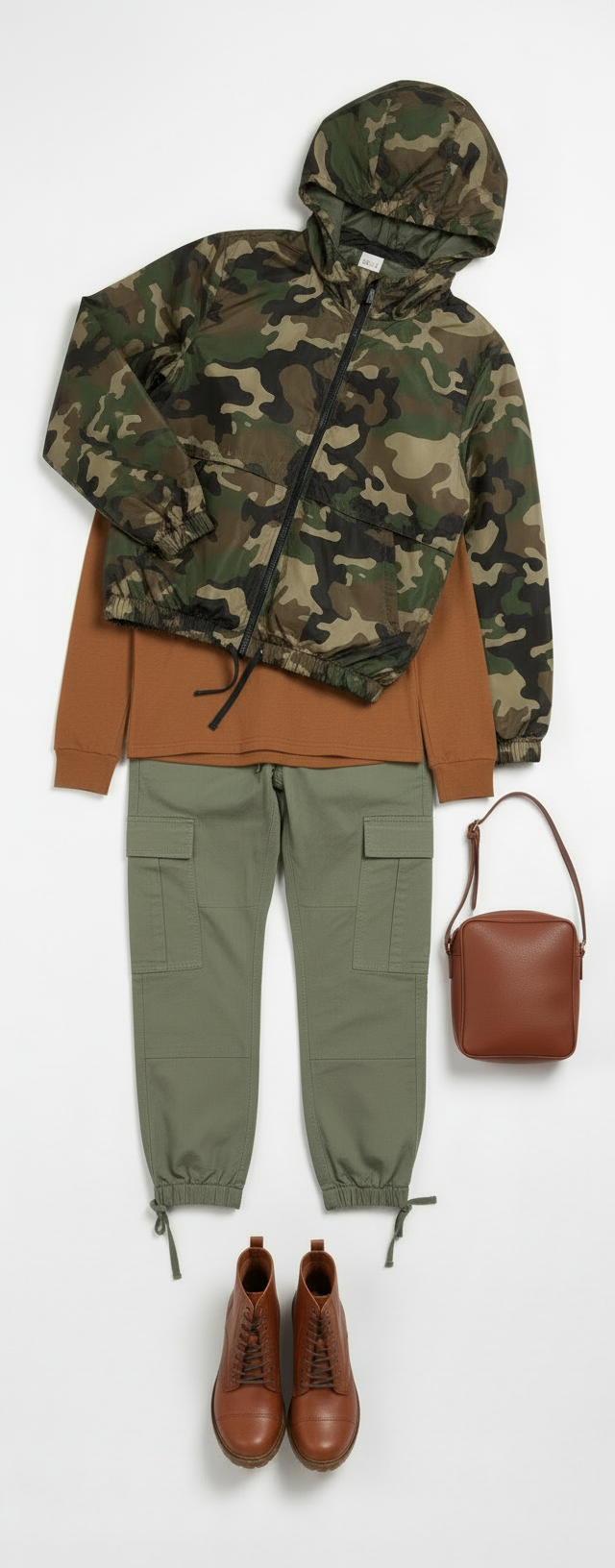 Double layer Hooded Camo Windbreaker