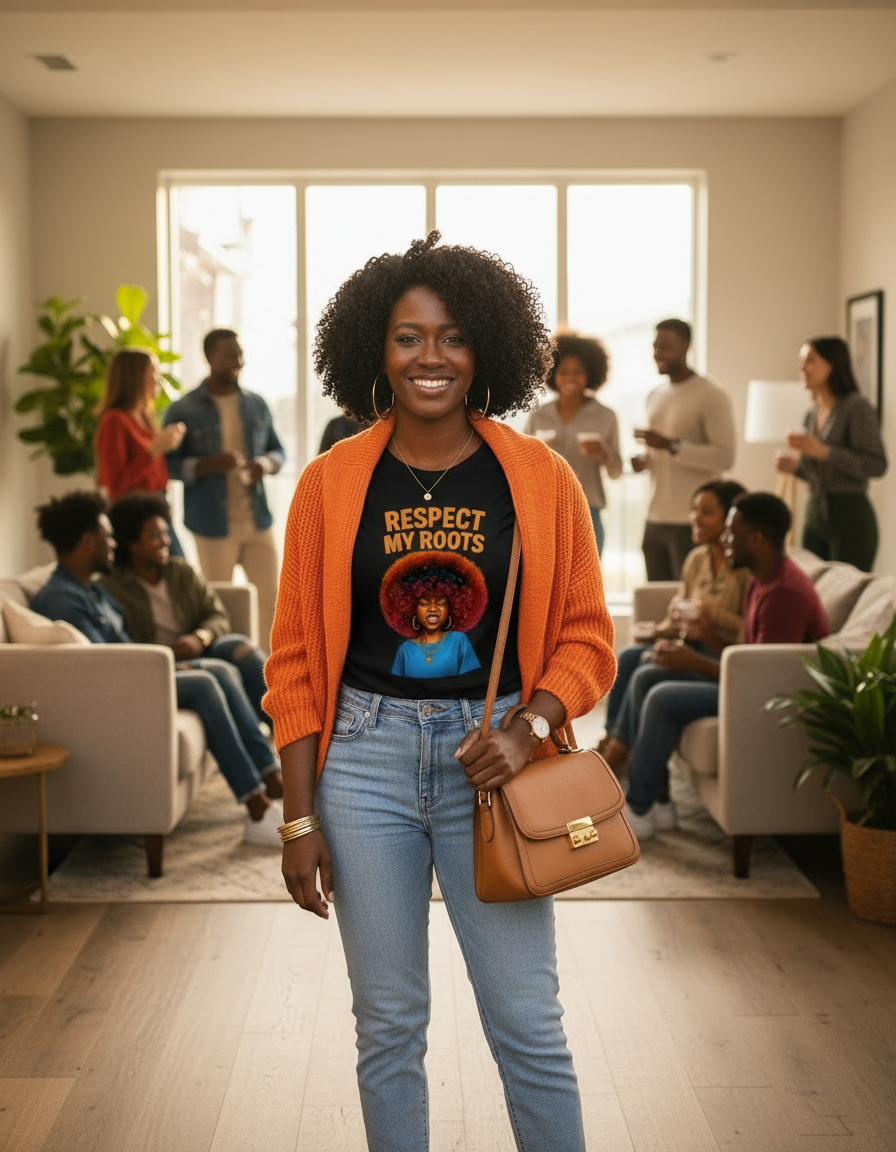 Colorful Graphic T-shirt saying "Respect My Roots"