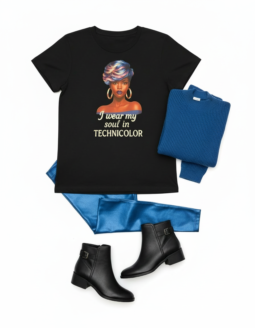 Graphic T-shirt "I Wear My Soul In Technicolor"