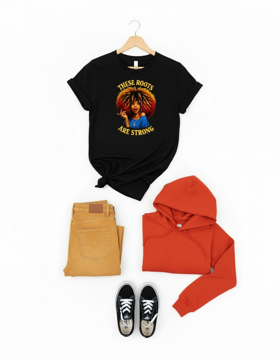 Colorful Graphic Tee "These Roots Are Strong"