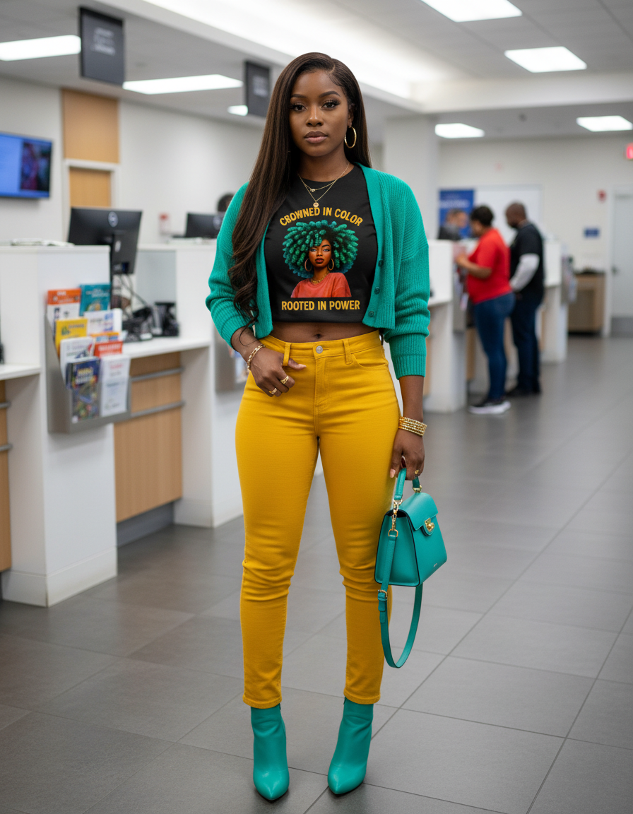 Graphic T-Shirt " CROWNED IN COLOR ROOTED IN POWER"