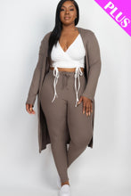 Load image into Gallery viewer, Plus Size Ribbed Long Cardigan &amp; Leggings Set
