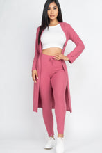 Load image into Gallery viewer, Ribbed Long Cardigan &amp; Leggings Set
