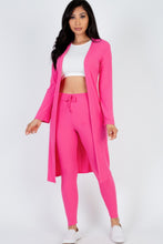 Load image into Gallery viewer, Ribbed Long Cardigan &amp; Leggings Set
