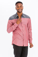 Load image into Gallery viewer, Men&#39;s Two Tone Long Sleeve Button Down Shirt
