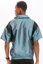 Load image into Gallery viewer, Iridescent Peacock Fabric Short Sleeve Pullover
