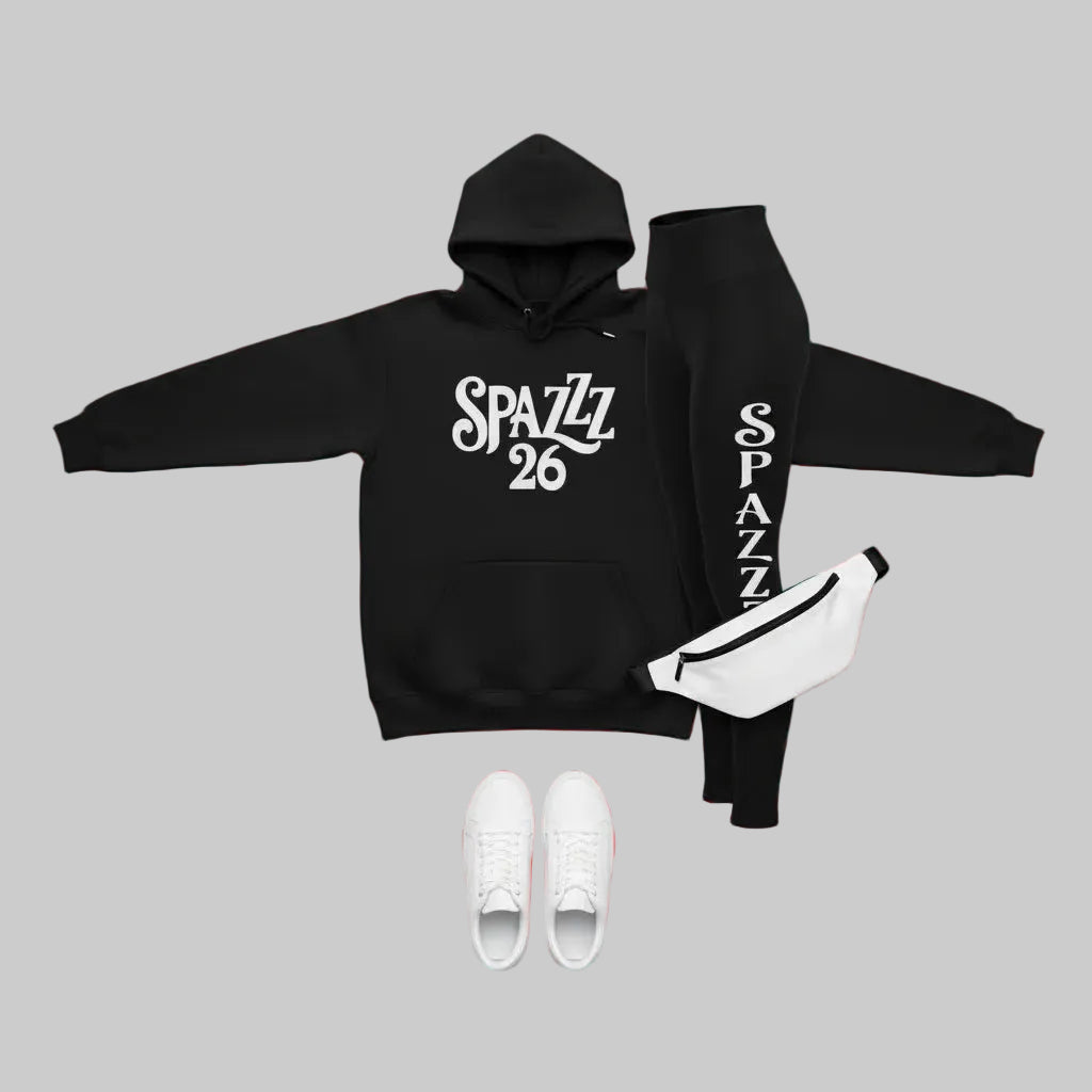 Spazzz26 Hoodie w/Leggings 2pc Set Black n Black