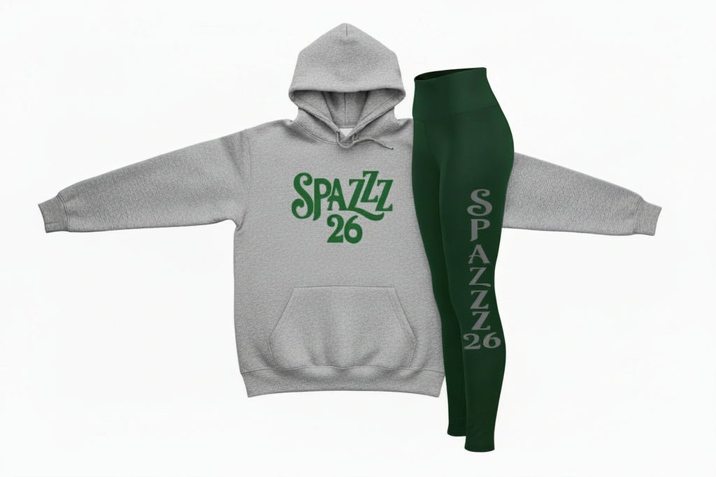 Spazzz26 Hoodie W/Leggings 2pc Set Grey n Green