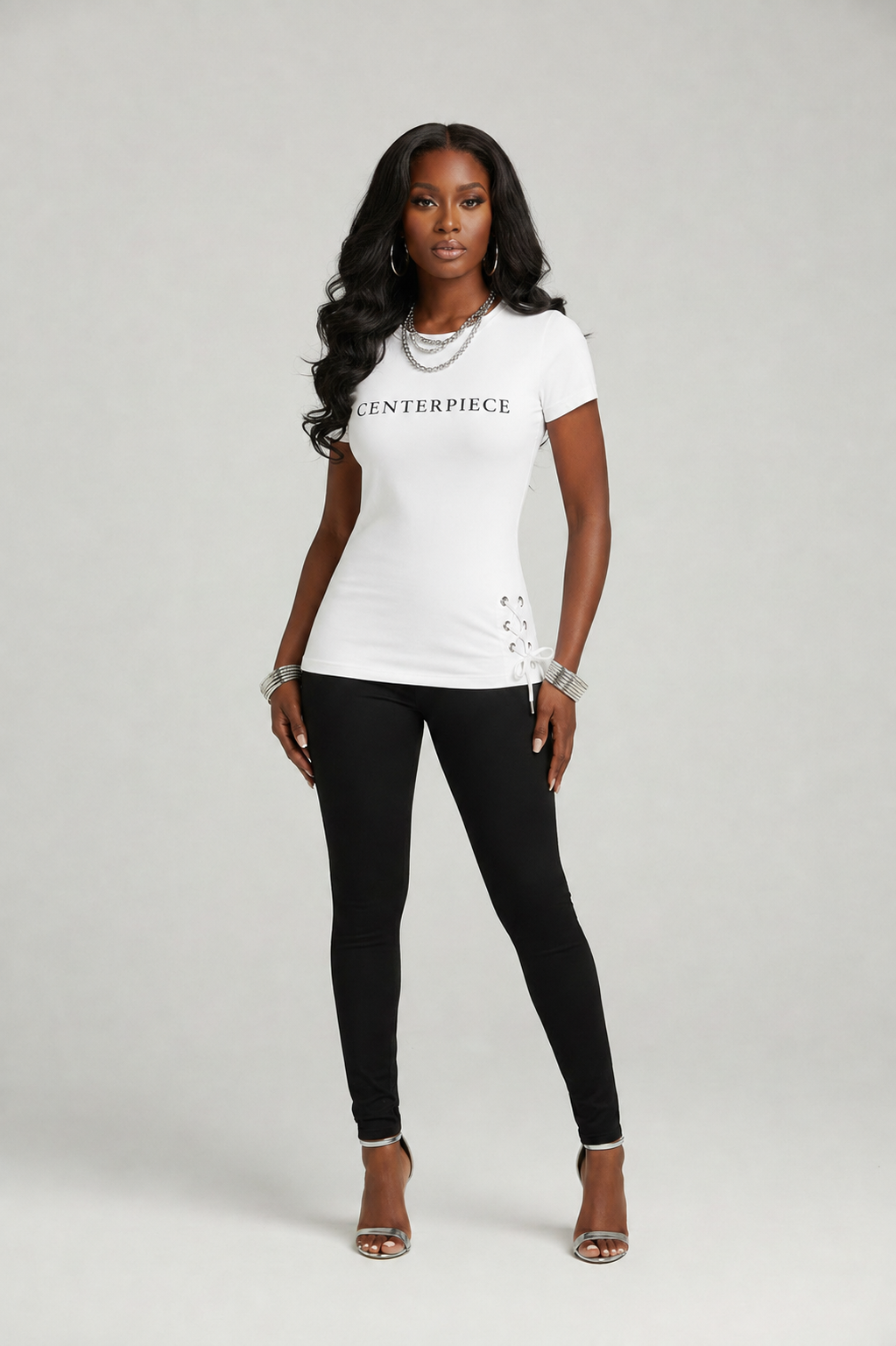 Centerpiece De Luxe Lace-Up V-Neck Tee
