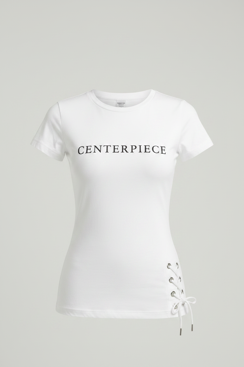 Centerpiece De Luxe Lace-Up V-Neck Tee