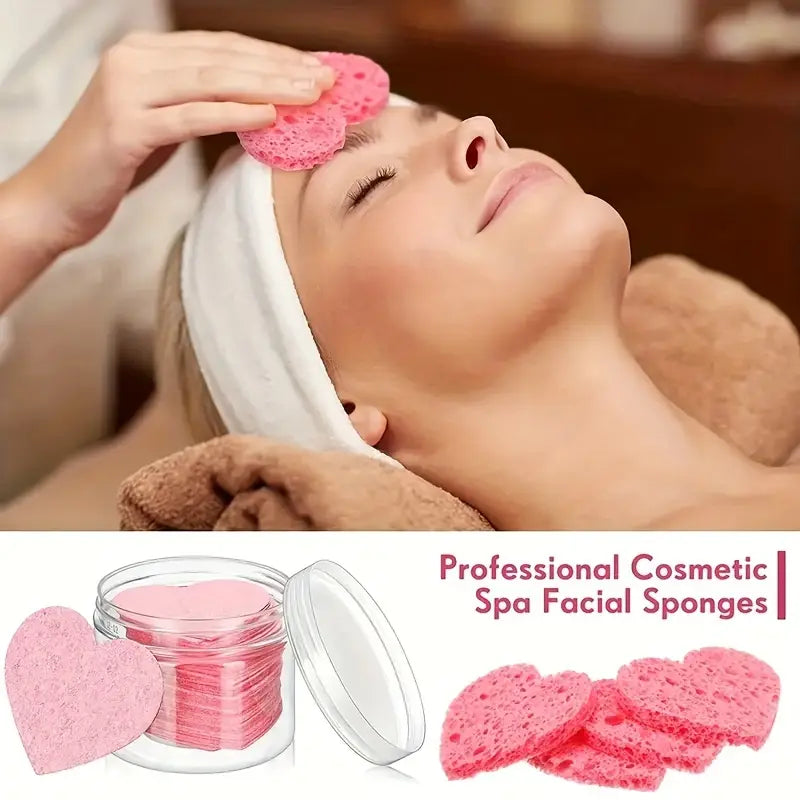 Heart-Shaped Facial Sponges With Container