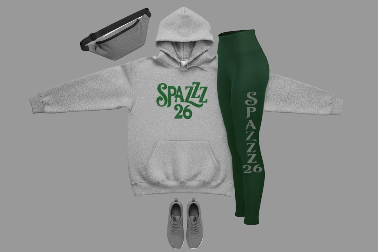 Spazzz26 Hoodie W/Leggings 2pc Set Grey n Green
