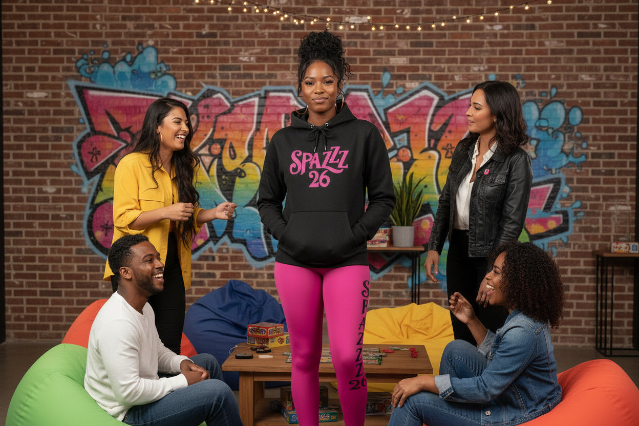 Spazzz26 Hoodie w/Leggings 2pc Set Black n Pink