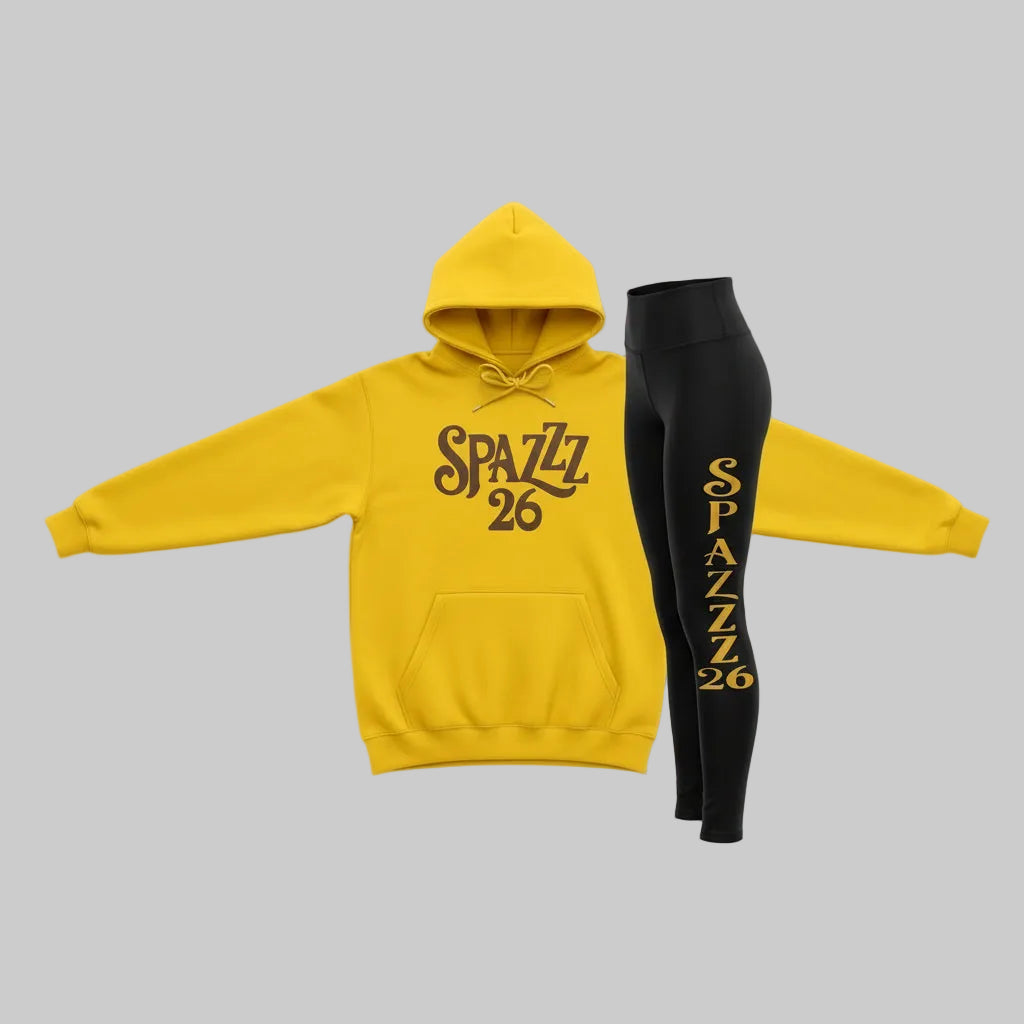Spazzz26 Hoodie w/ Leggings 2pc set Mustard n Brown