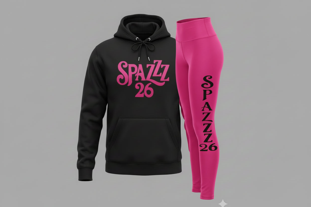 Spazzz26 Hoodie w/Leggings 2pc Set Black n Pink