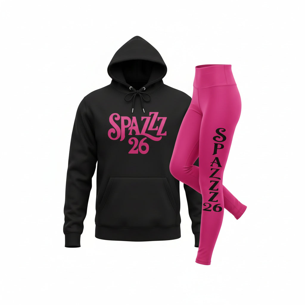 Spazzz26 Hoodie w/Leggings 2pc Set Black n Pink