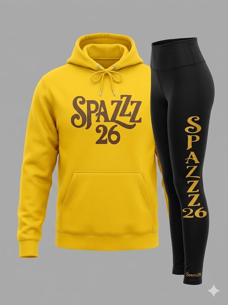 Spazzz26 Hoodie w/ Leggings 2pc set Mustard n Brown