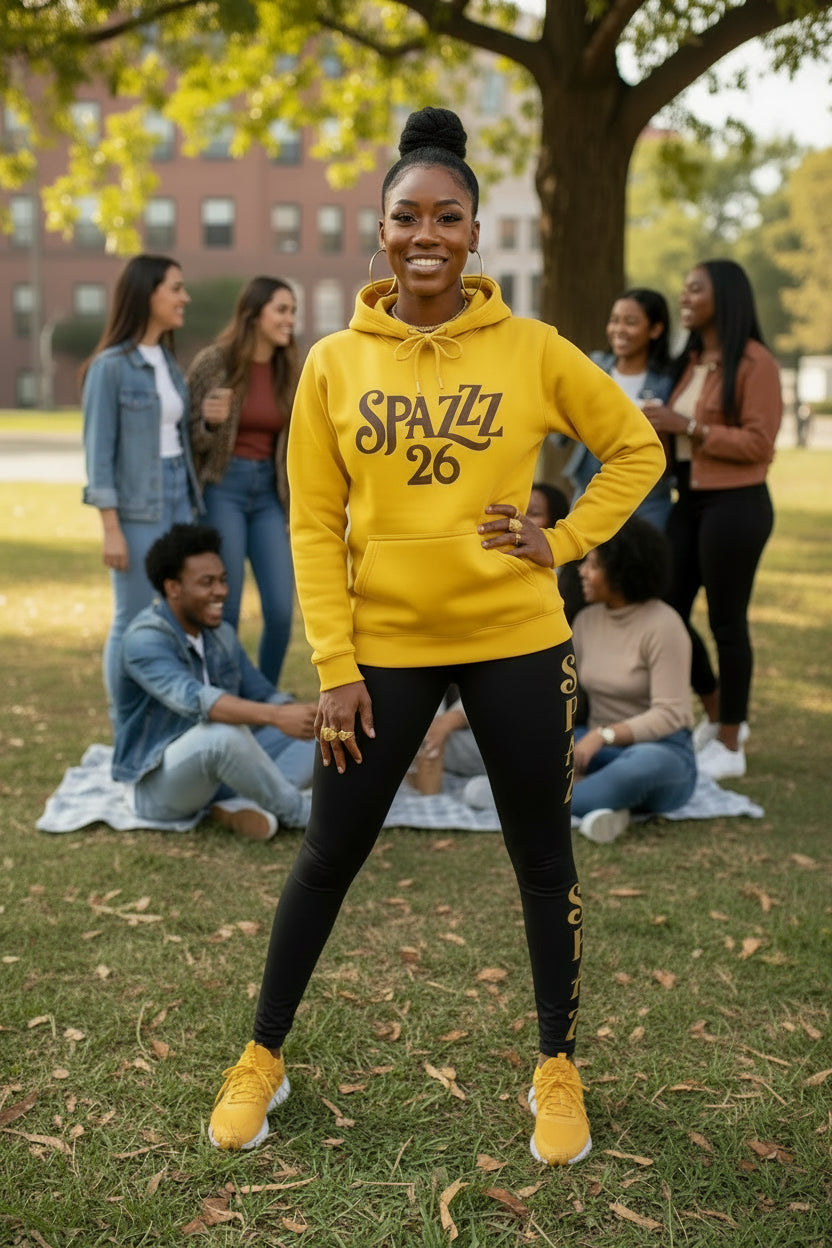 Spazzz26 Hoodie w/ Leggings 2pc set Mustard n Brown