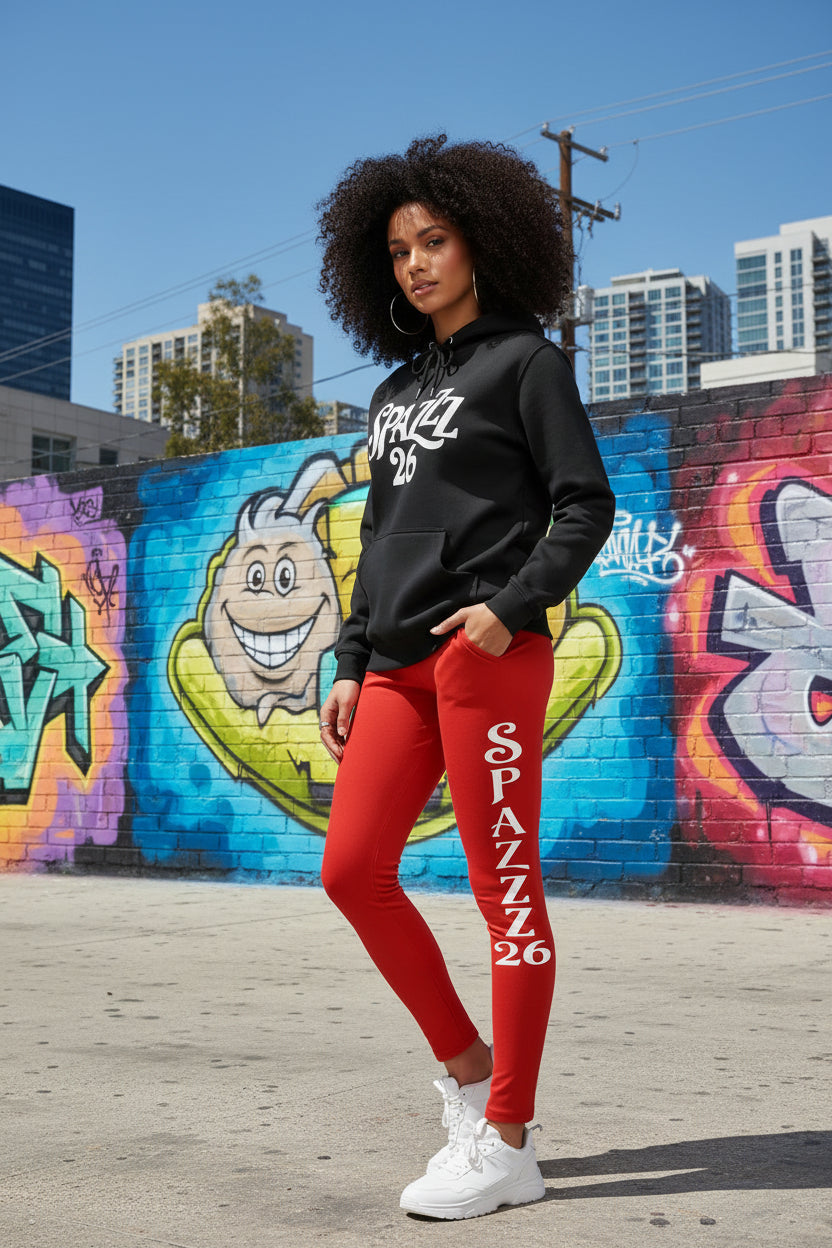 Spazzz26 Hoodie w/Leggings 2pc Set Black/Red