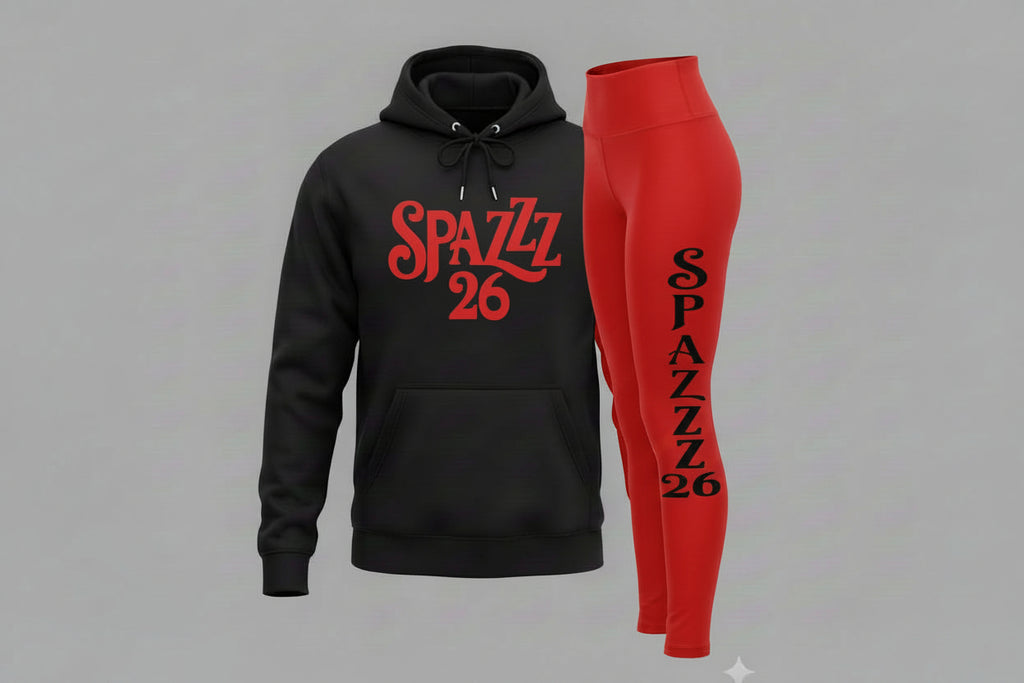 Spazzz26 Hoodie w/Legging 2pc Set Black/Red