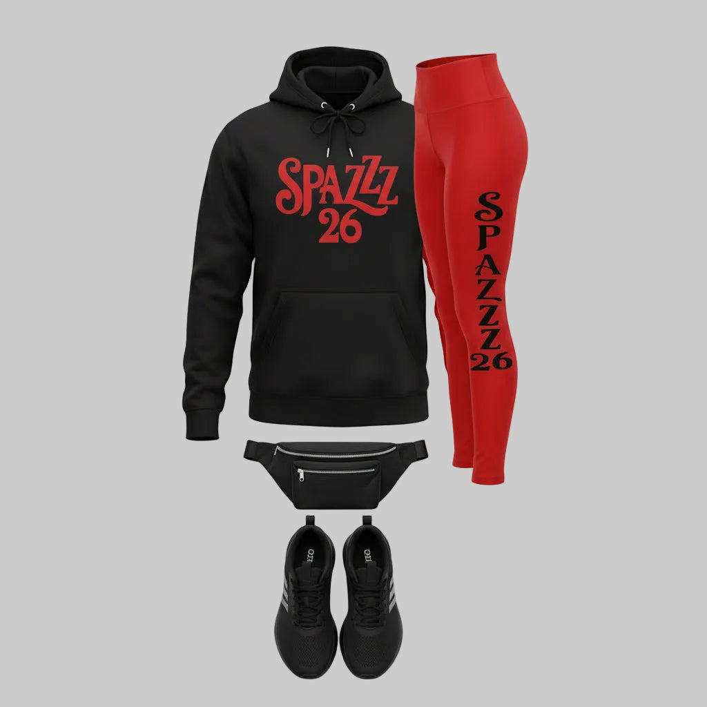 Spazzz26 Hoodie w/Legging 2pc Set Black/Red