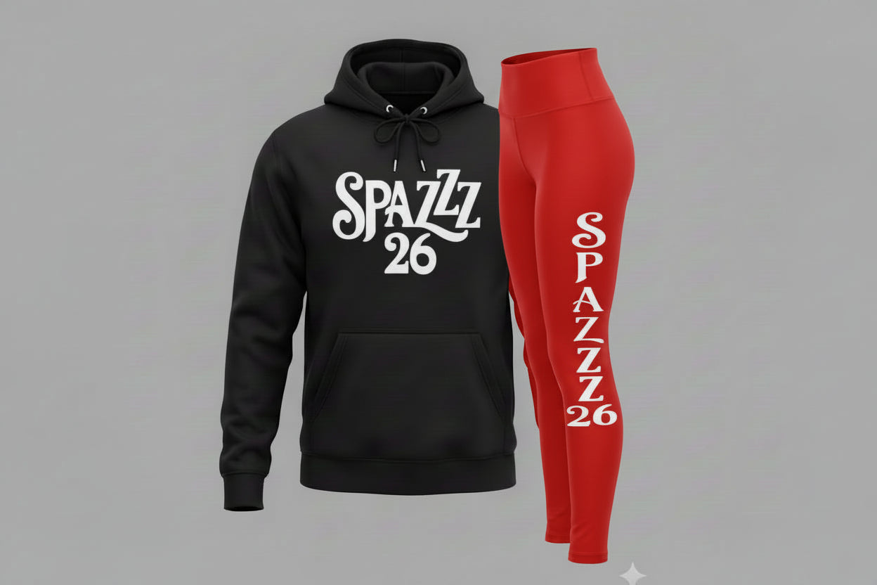 Spazzz26 Hoodie w/Leggings 2pc Set Black/Red