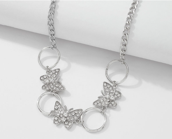 MY LOVELY BUTTERFLY  RHINESTONE NECKLACE