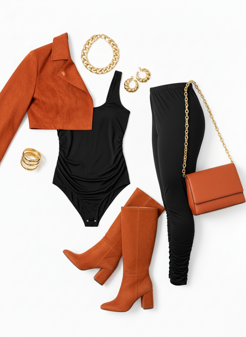 2 Piece Stack Leg Pants N Body Suit