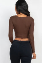 Load image into Gallery viewer, 8 COLORS | Ribbed Wrap Long Sleeve Crop Top
