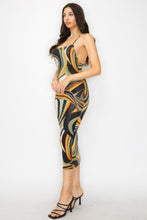 Load image into Gallery viewer, Crossed Back Mosaic Muse Midi Dress
