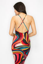 Load image into Gallery viewer, Crossed Back Mosaic Muse Midi Dress
