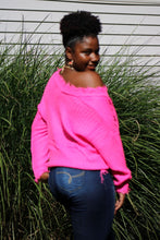 Load image into Gallery viewer, HOT GIRL FRAYED V NECK SWEATER - spazz26
