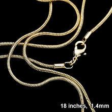 Load image into Gallery viewer, 18 INCH, 1.4MM-GOLD PLATED SNAKE CHAIN NECKLACE
