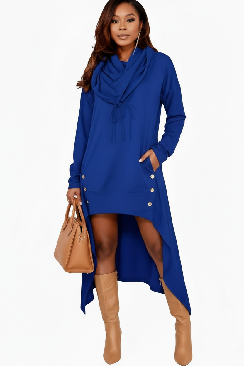 PLUS SIZE | FLY GIRL  Asymmetric Hem Hooded Dress Top - spazz26