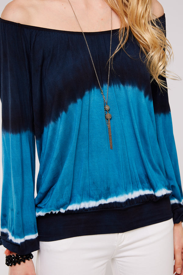 PLUS SIZE | Navy and Turquoise Dip dye top - spazz26